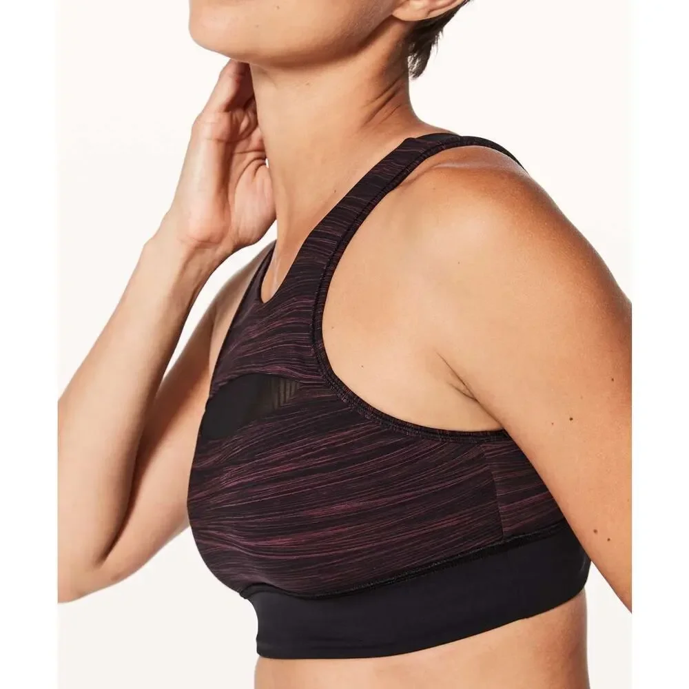 Lululemon Run The Day Bra Low Tide Blush Berry Black / Black - Size: 4
